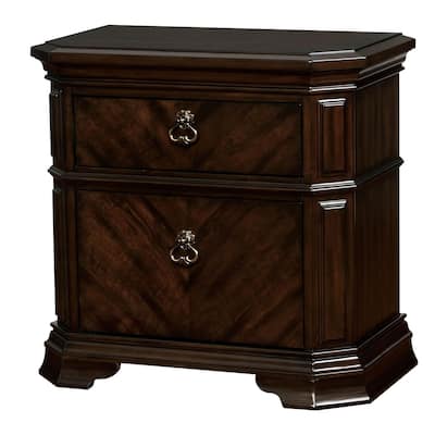 Espresso Brown 2 Drawer 30 in. W Nightstand with Sturdy Hardware and Ample Storage