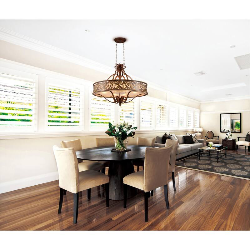 Nicole 6 Light Drum Shade Chandelier With Brushed Chocolate Finish - Brushed Chocolate