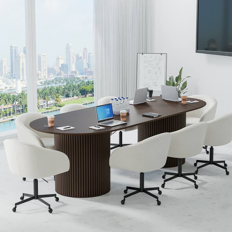 86" Big Solid Wood Oval Table Conference Table for Large Meeting Rooms