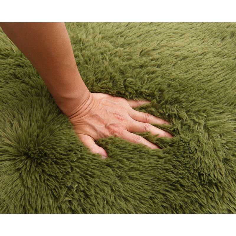 1pc Accent Chair Raked Wooden Arms Tight Back And Seat Soft Faux Fur Contemporary Living Room Furniture