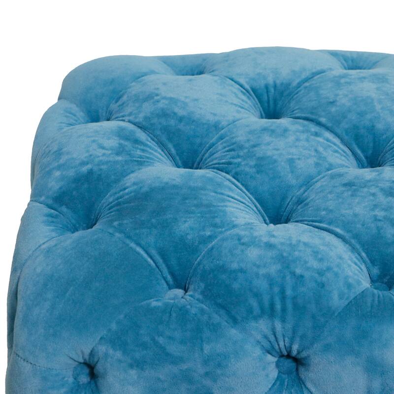Modern Velvet Upholstered Square Tufted Ottoman by GDFStudio