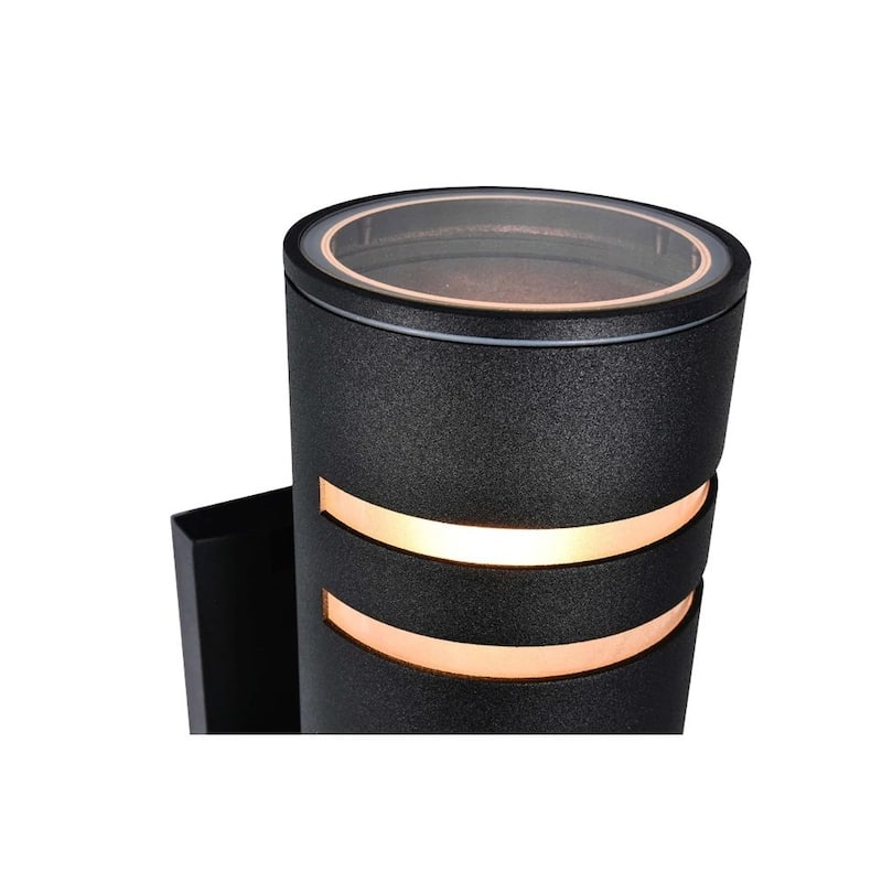 2-Light Industrial Vintage Black Linear Cylinder Wall Lights Waterproof IP54 Lantern Outdoor Wall Sconces