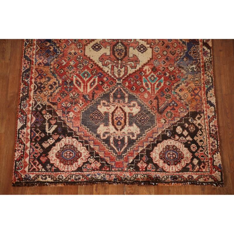 Tribal Shiraz Persian Vintage Area Rug Handmade Wool Carpet - 3'9"x 5'6"