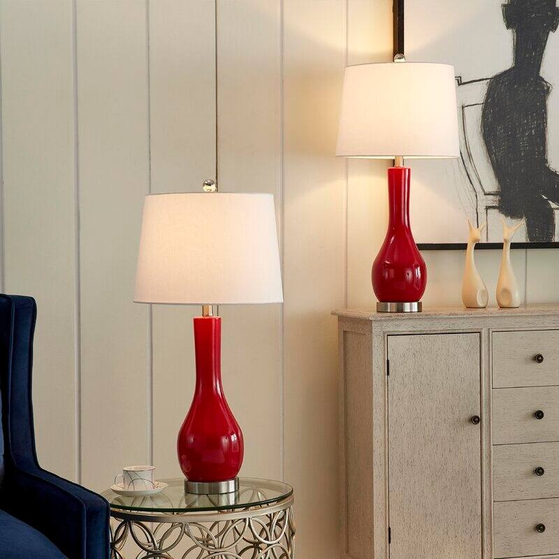 28.5" Ceramic Table Lamp Set with USB (Set of 2)