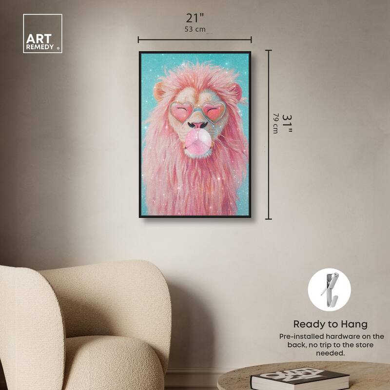 Pastel Lion Bubblegum Canvas by Art Remedy