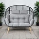 preview thumbnail 24 of 23, Gymojoy Double Wicker Egg Chair Outdoor Oversized Egg Chair Only Chair - Grey