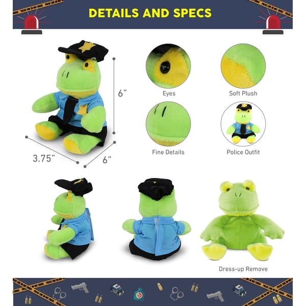 DolliBu Frog Police Officer Plush Toy with Cute Cop Uniform and Cap - 6 ...