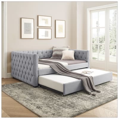 Full Upholstered Daybed with Twin Trundle