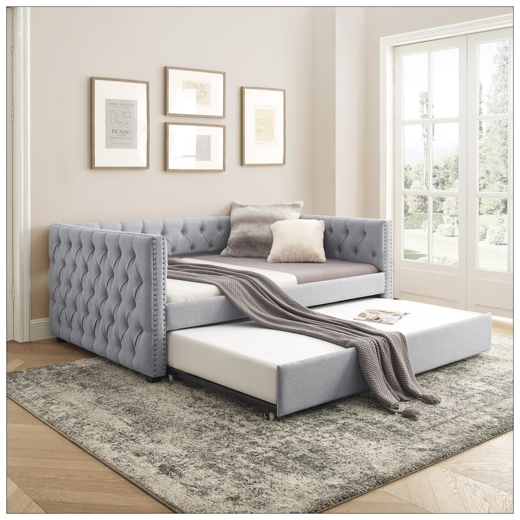 Full Upholstered Daybed with Twin Trundle