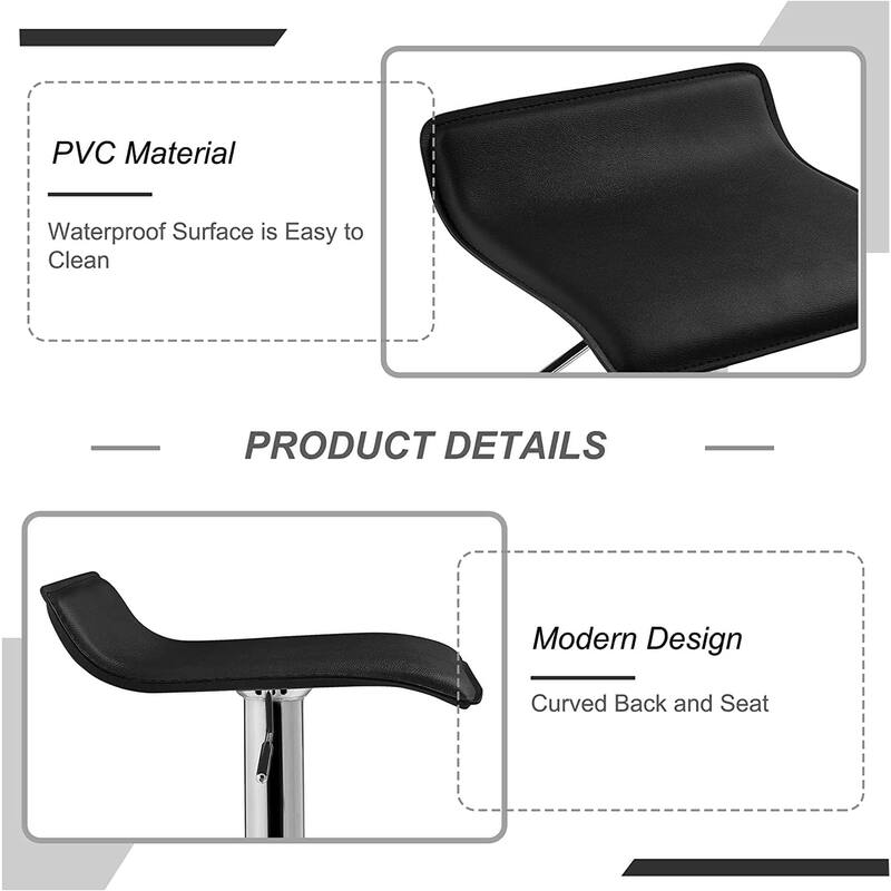 VECELO Barstools, Adjustable Height Faux Leather Backless Modern Swivel Bar Stools (Set of 2/Set of 4) -Five Color Options