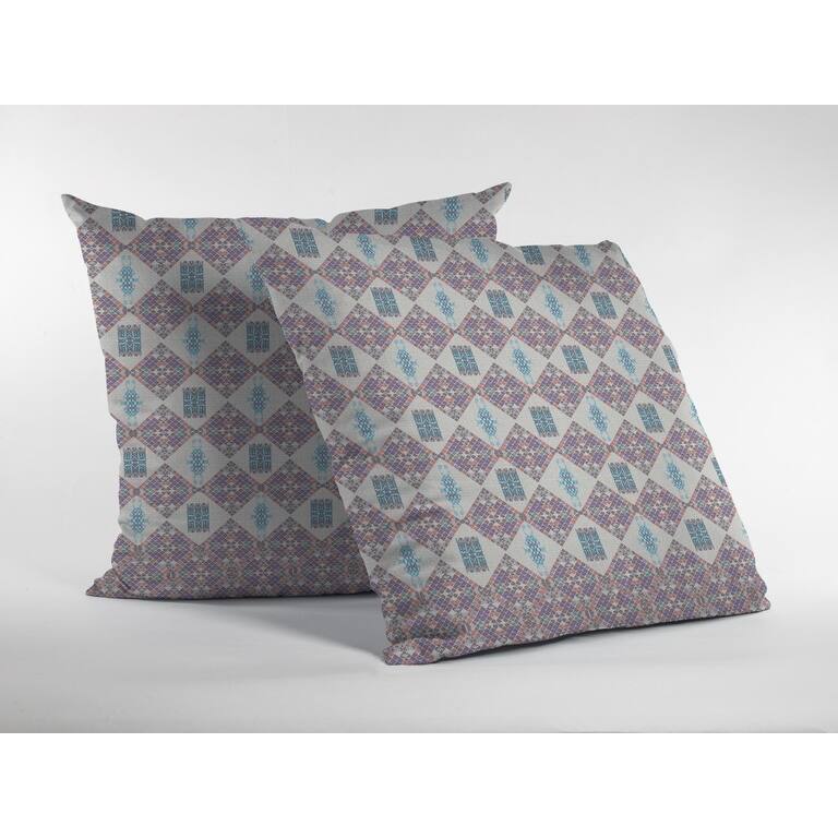 16" Pink Lattice Zippered Suede Throw Pillow