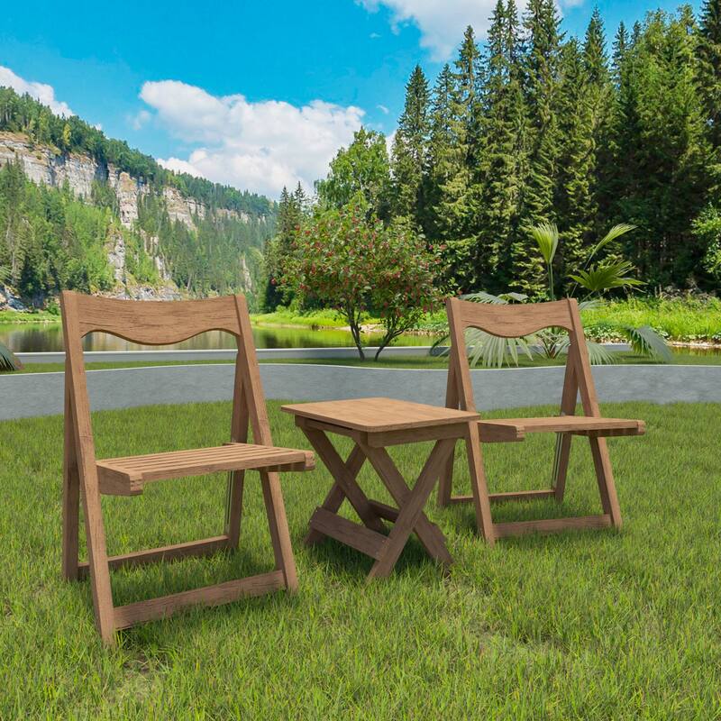Outdoor Foldable Table Chairs Set (2 Chairs & Table), Set of 3