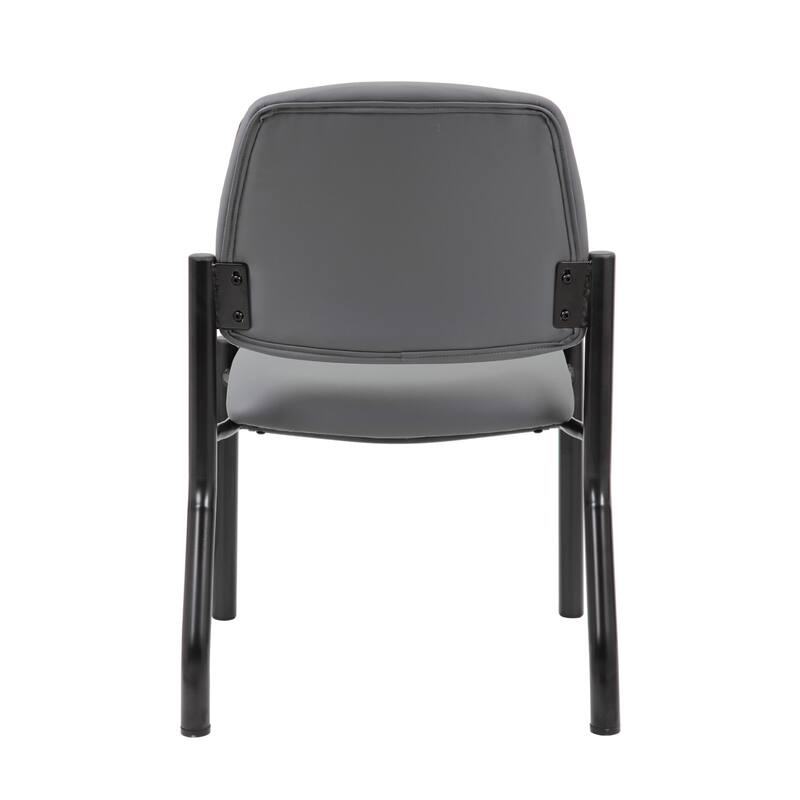 Lea Reception Guest Chair, Gray Antimicrobial Vinyl, Black Legs