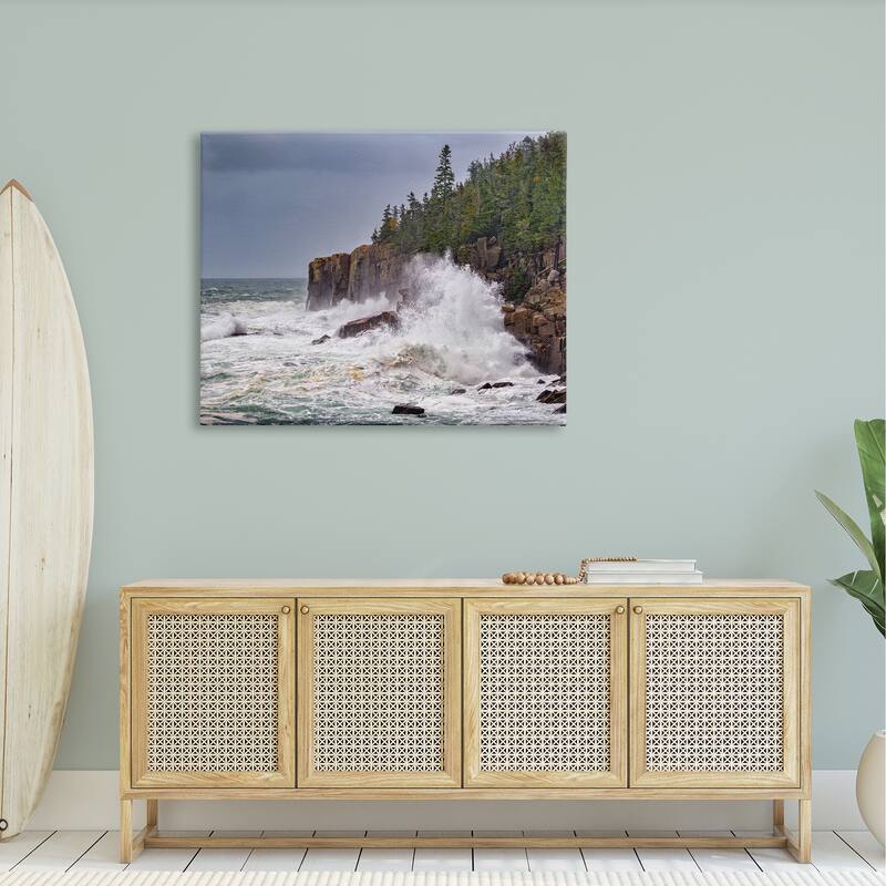 Stupell Crashing Ocean Waves Cliff Wall Canvas Wall Art by Rick Berk