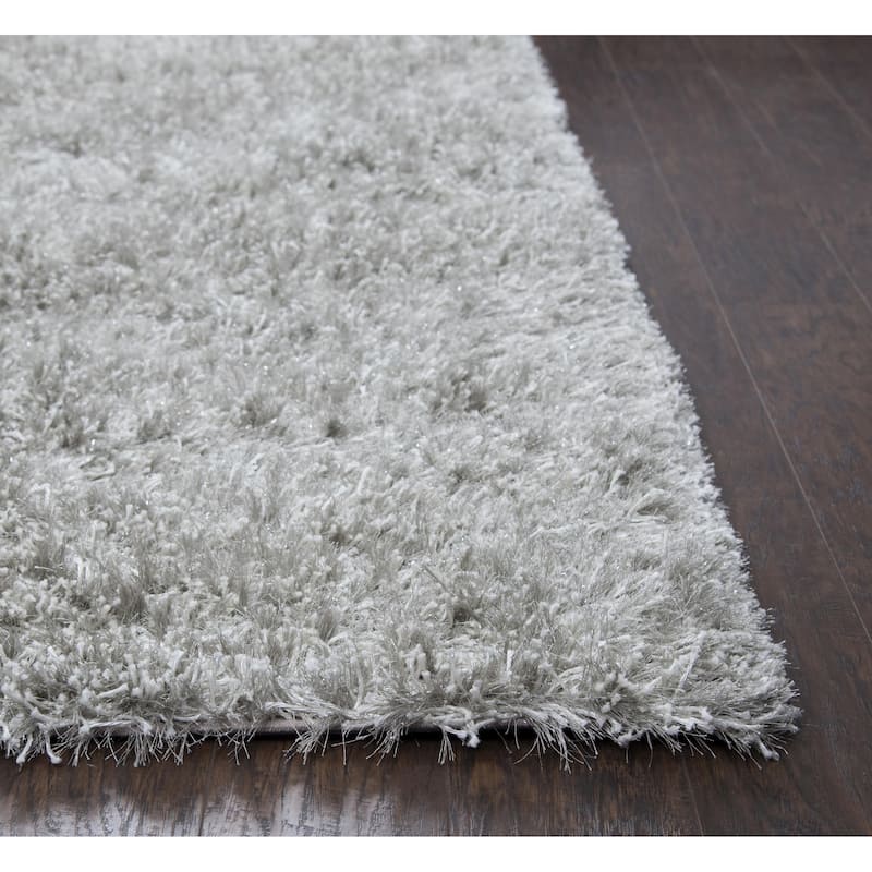 Alora Decor Pearl Contemporary Solid Gray Polyester/Lurex Area Rug.