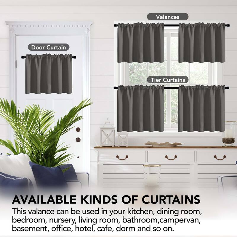 Deconovo Cafe Curtains Rod Pocket Window Short Drapes Tier Pair