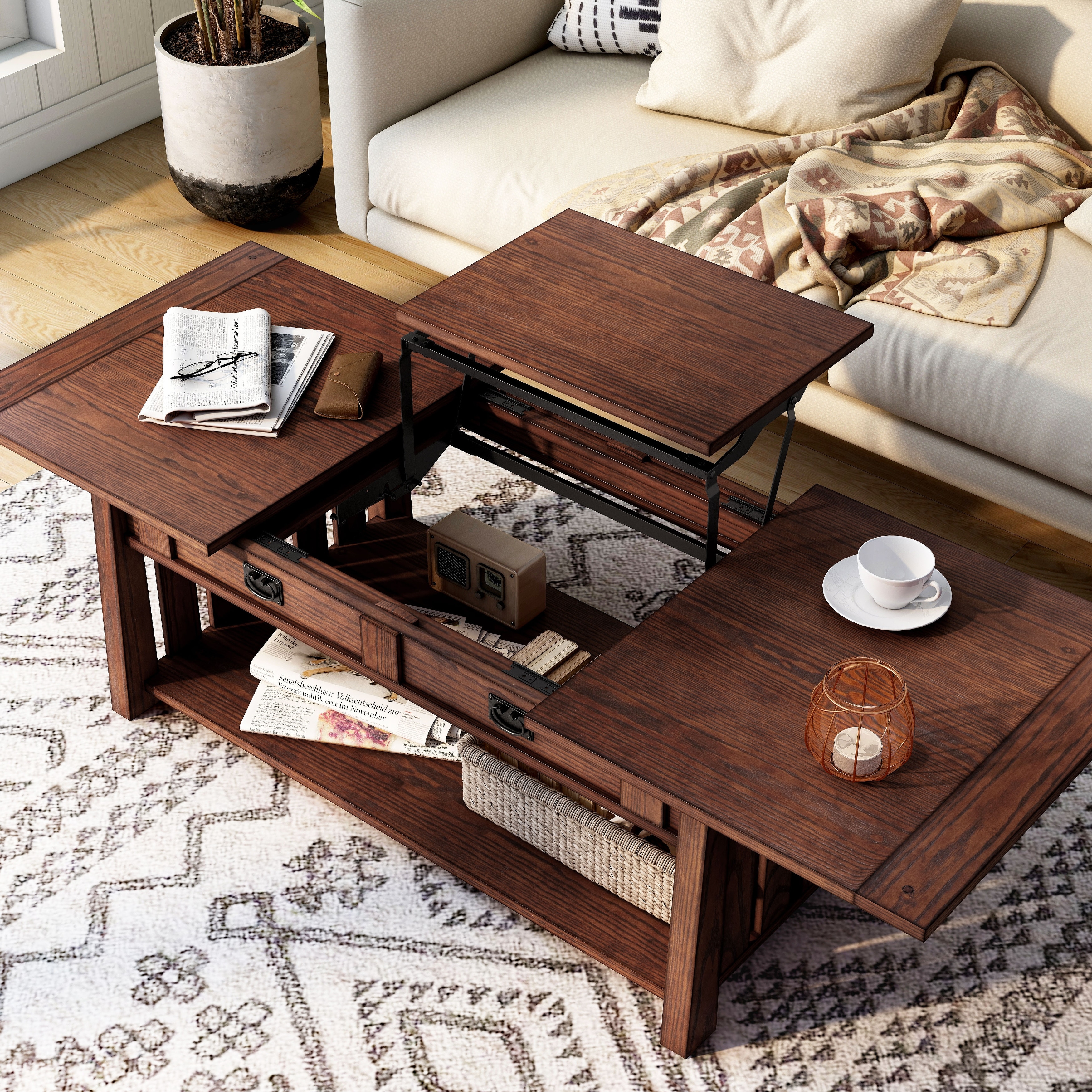 DH BASIC Mission 46-inch Wood Lift Top Coffee Table - Overstock