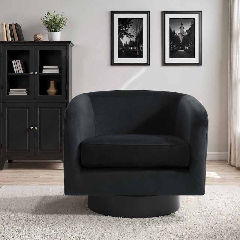 360-Degree Swivel Round Barrel Velvet Armchair Accent Chairs