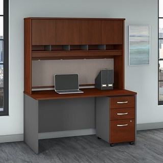 Bush Business Furniture Series C 60W Desk with Hutch and Drawers by  (Bronze Finish)