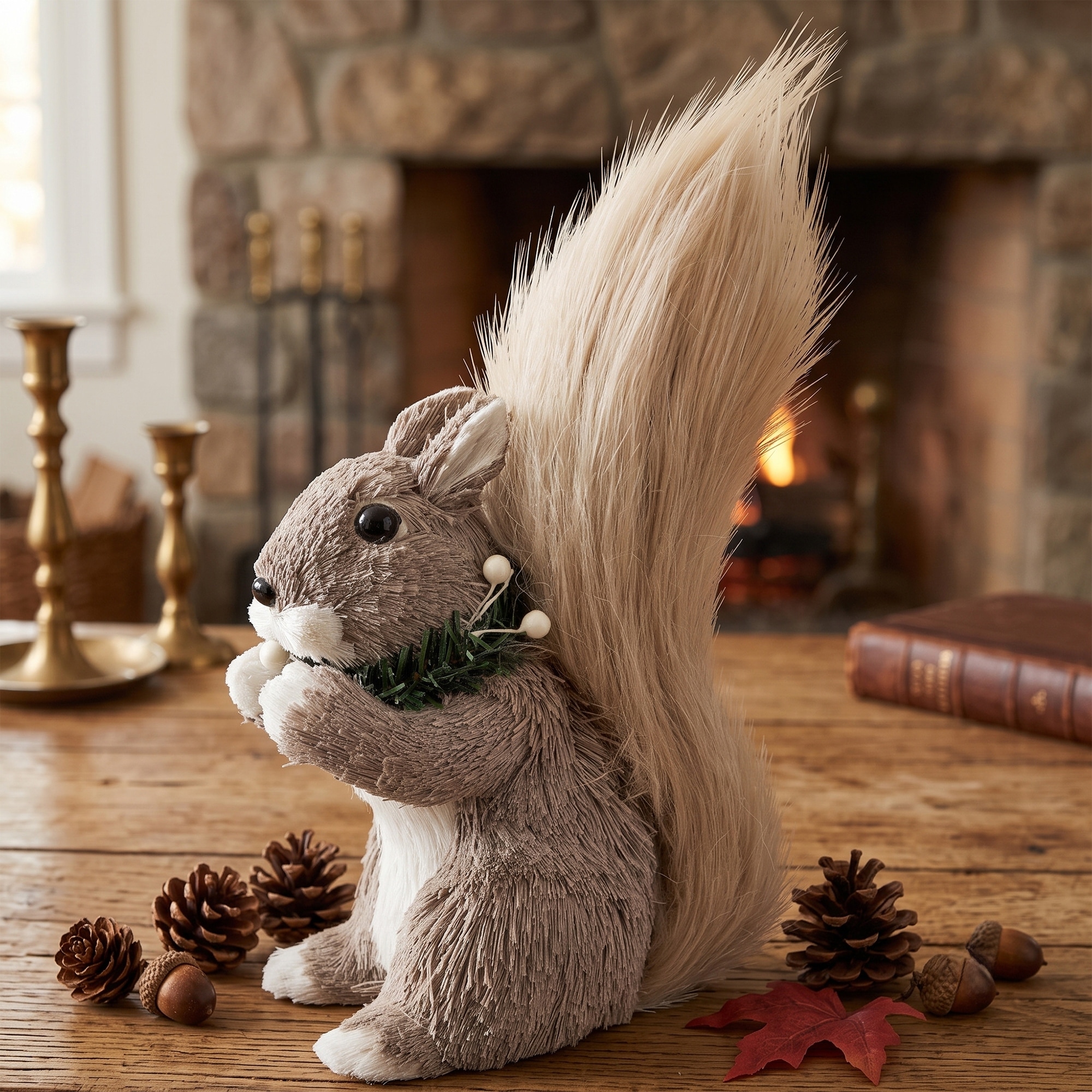 Standing Squirrel with Neck Wreath Christmas Figure - 12"