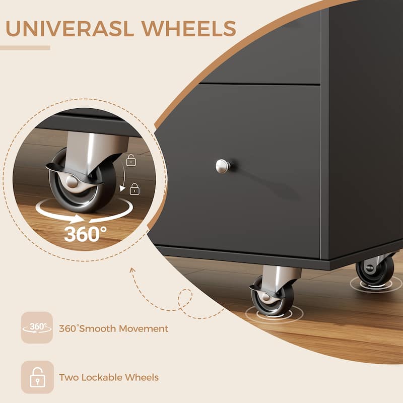 Rolling Kitchen Island with Storage Cabinet & 3 Drawers – Mobile Storage Cart with Extendable Countertop for Small Spaces
