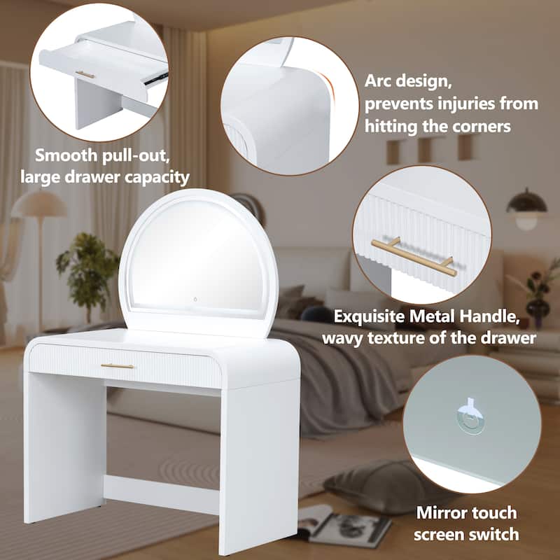 39" Makeup Vanity Table with Mirror,Touch Screen,Lighted Mirror and Drawer