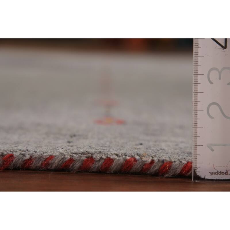 Gabbeh Oriental Area Rug Hand-Knotted Tribal Grey Wool Carpet - 5'8" x 7'7"