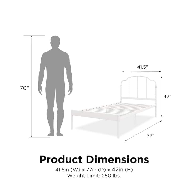 RealRooms Camie Adjustable Height Metal Bed Frame