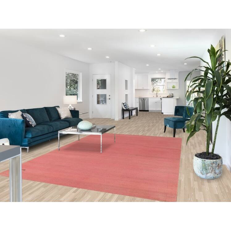 Light Pink Modern Gabbeh Oriental Area Rug Hand-Knotted Wool Carpet - 6'8"x 9'5"