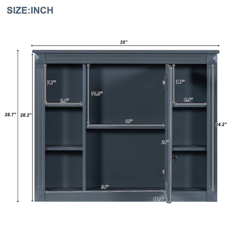 Wall Mounted Bathroom Storage Cabinet with 6 Open Shelves