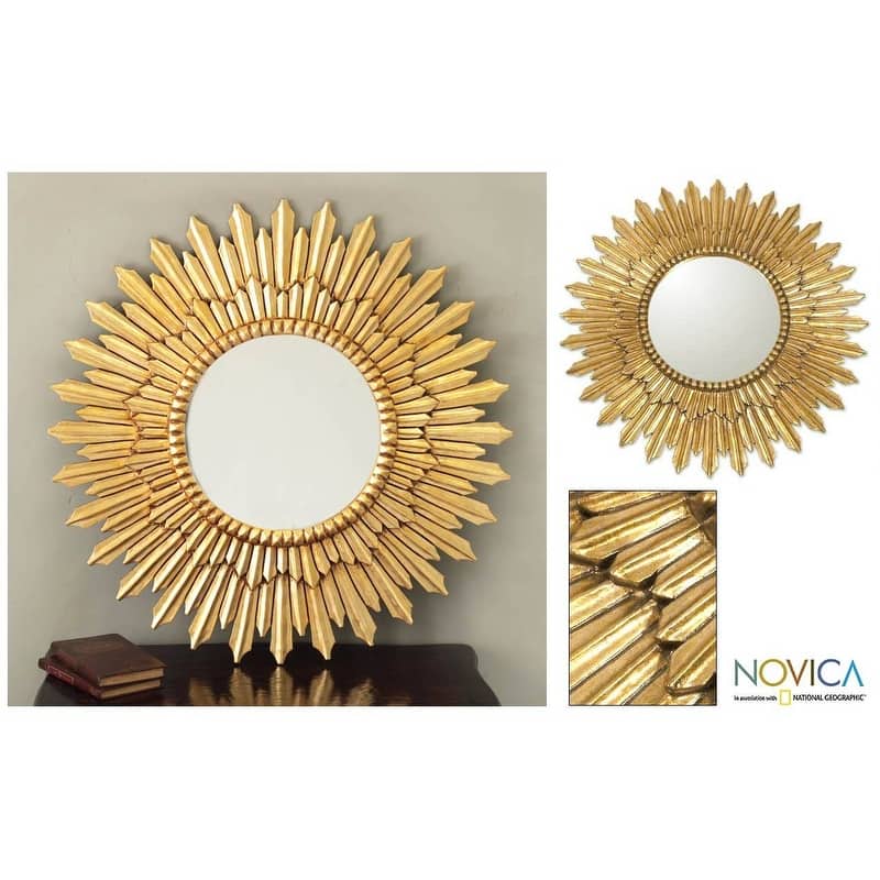 Handmade Sunbeams Mohena Wood Frame Mirror(Peru)