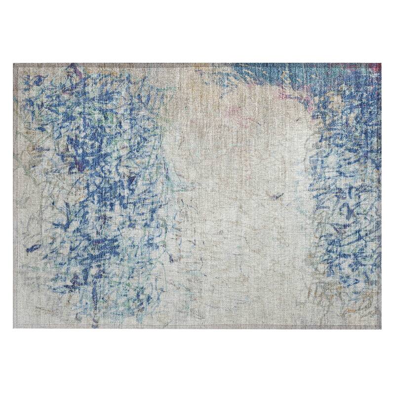 Machine Washable Indoor/ Outdoor Abstract Scribble Chantille Rug