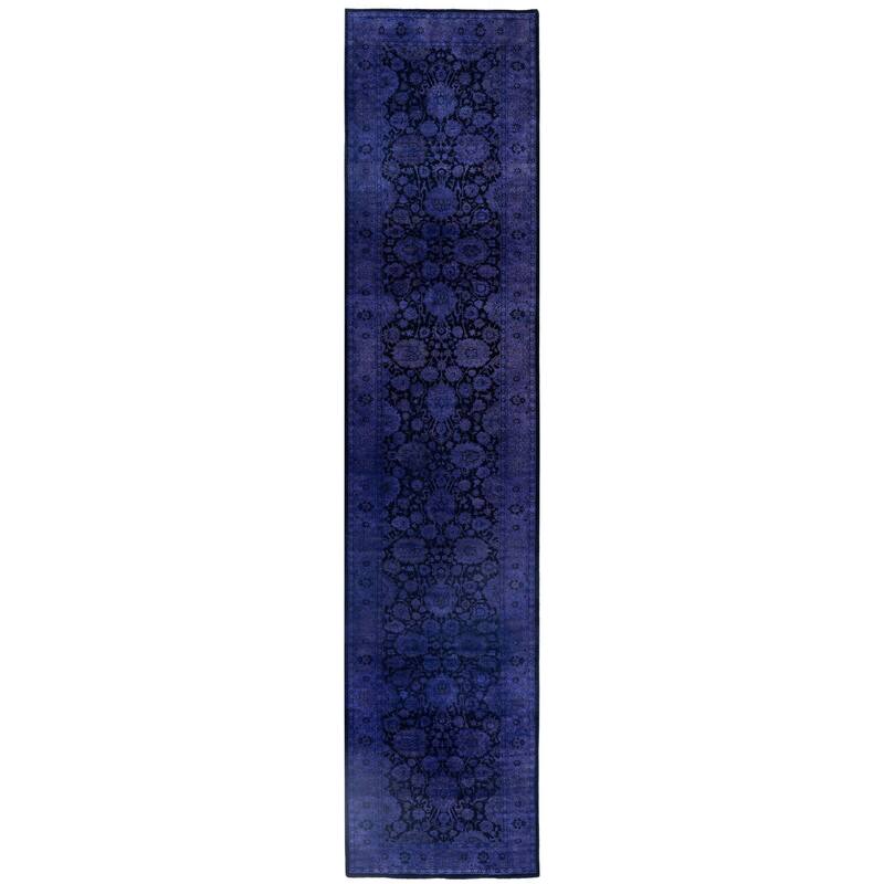 Overdyed One-of-a-Kind Hand-Knotted Runner Rug - Purple - 2' 7" x 12' 1"