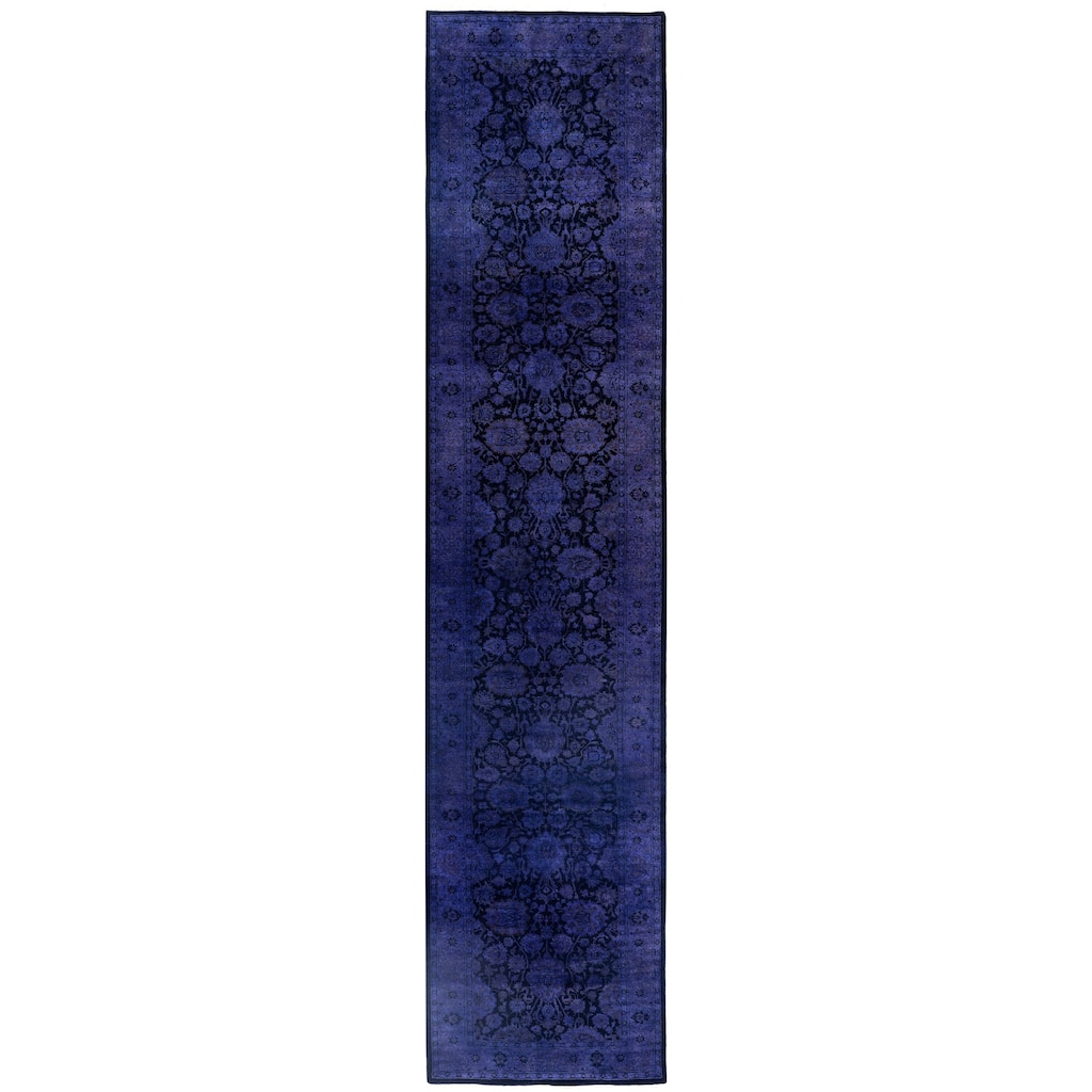 Overdyed One-of-a-Kind Hand-Knotted Runner Rug - Purple - 2' 7" x 12' 1"