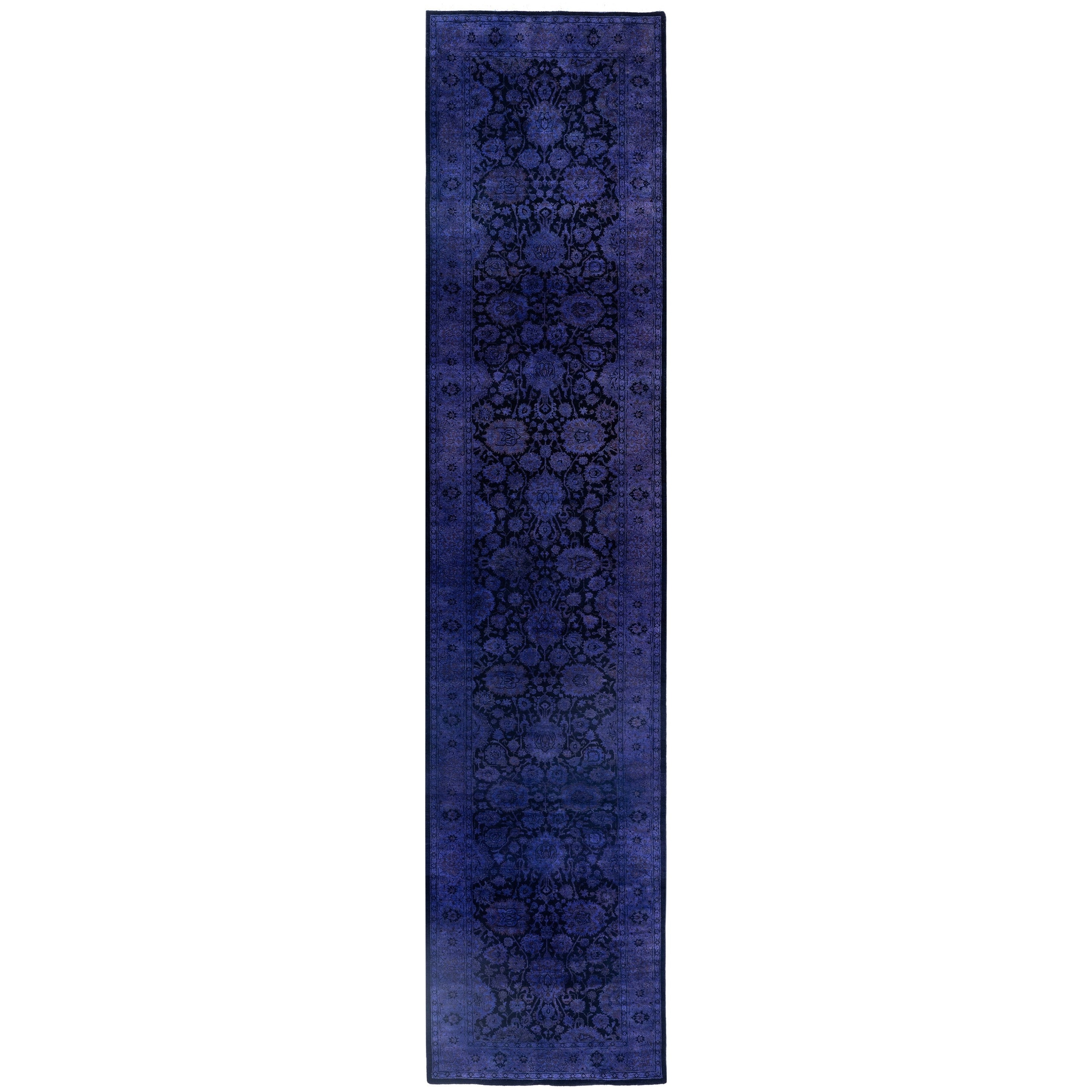 Overdyed One-of-a-Kind Hand-Knotted Runner Rug - Purple - 2' 7" x 12' 1"