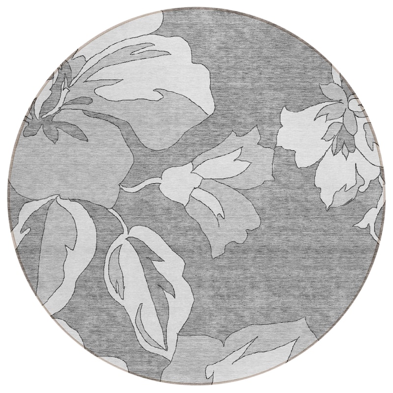 Machine Washable Indoor/ Outdoor Chantille Floral Rug