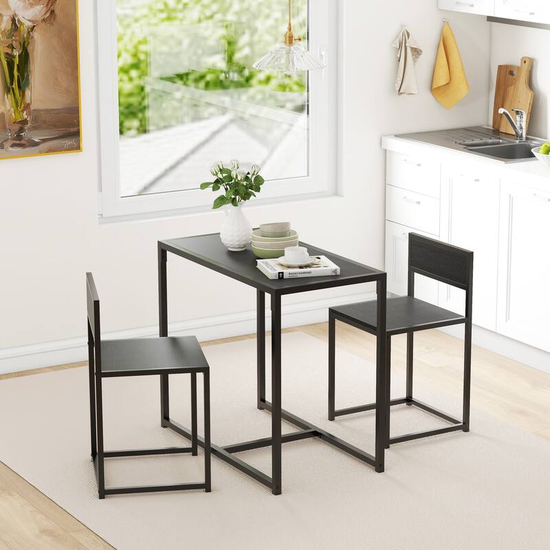 HOMCOM Industrial 3-Piece Dining Table and 2 Chair Set for Small Space in the Dining Room or Kitchen - 35.5" L x 18.5" W x 30" H