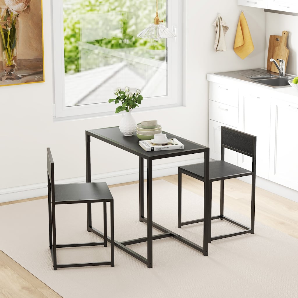 Wood Dining Room Dinette Sets Kitchen Table Farmhouse Dining Chair Set with Metal Frame for Breakfast Nook Small Space