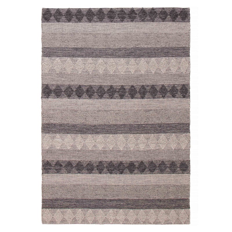 ECARPETGALLERY Braid weave Sienna Grey Wool Rug - 6'1 x 9'0 - Grey - 6'1 x 9'0
