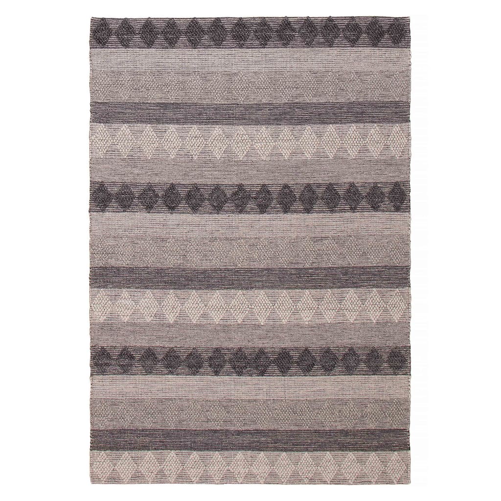 ECARPETGALLERY Braid weave Sienna Grey Wool Rug - 6'1 x 9'0