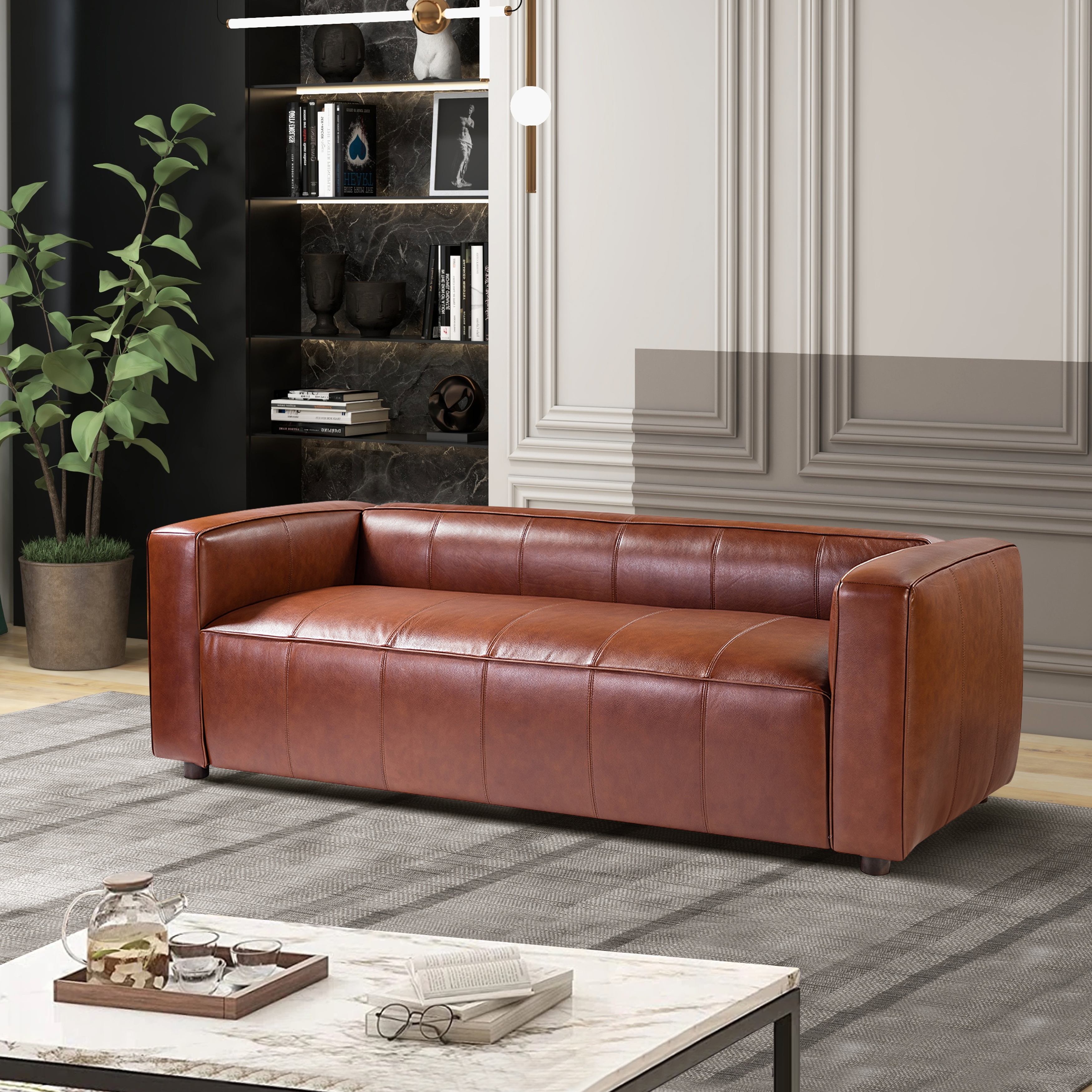 Donia Mid Century Modern Leather 80