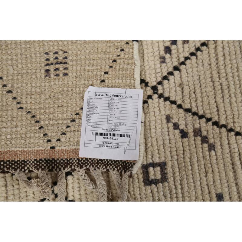 All-Over Trellis Moroccan Oriental Area Rug Handmade Wool Carpet - 3'11"x 6'9"