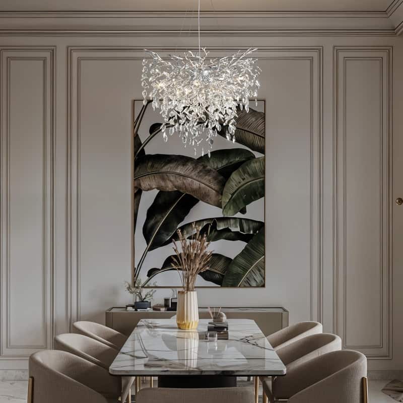 Modern Round Branch Crystal Chandelier, 600-1200mm Diameter, Marquise Cut Crystal Pendant Light