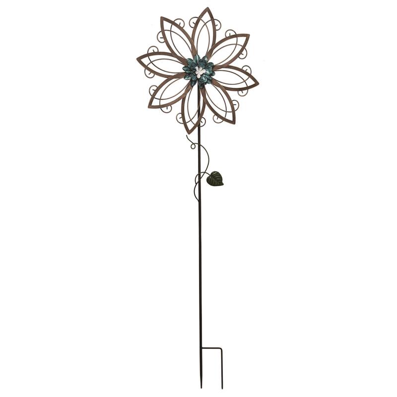 Transpac Metal 50.25" Black Spring Floral Impressions Yardstake