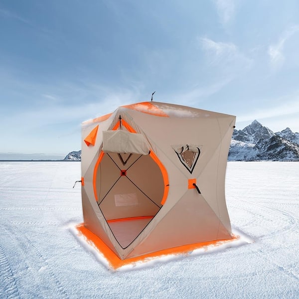 Portable Pop-up Ice Fishing Shelter Tent, for 3-4 Person - N/A