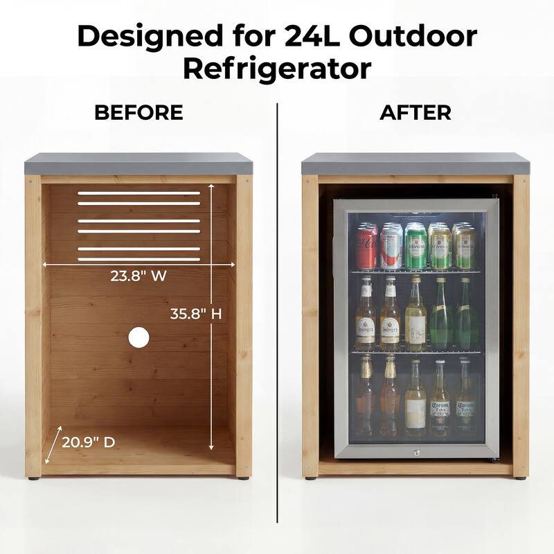 Modular Outdoor Kitchen Island Set, 100% Solid Wood BBQ Cabinet , Patio Kitchen Bar Table