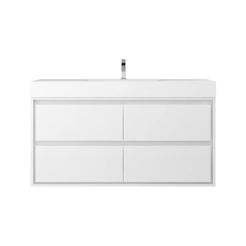 Morava 48" Floating Vanity with Single Sink - 48 - Gloss White