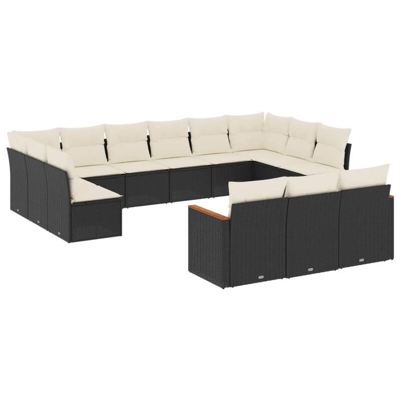 vidaXL Patio Sofa Set with Cushions Outdoor Conversation Furniture Poly Rattan - 24.4 x 24.4 x 27.2 in