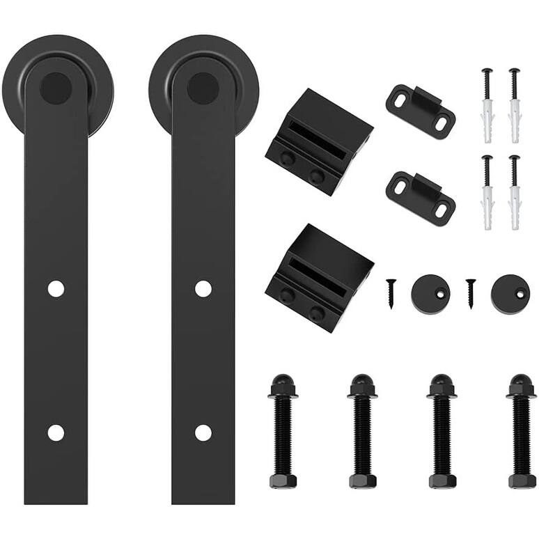 WINSOON 4-16 FT Sliding Barn Door Hardware Track Kit for Single Door I Style Rollers - Rollers