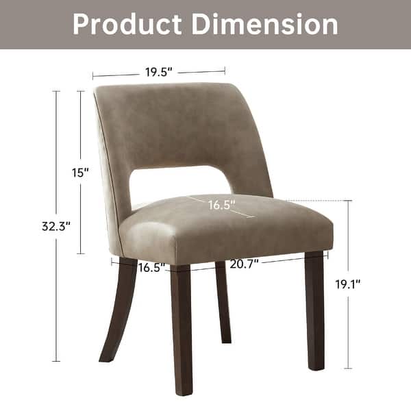 dimension image slide 3 of 6, Modern Dining Chairs, Faux Leather Kitchen Chairs with Wood Legs